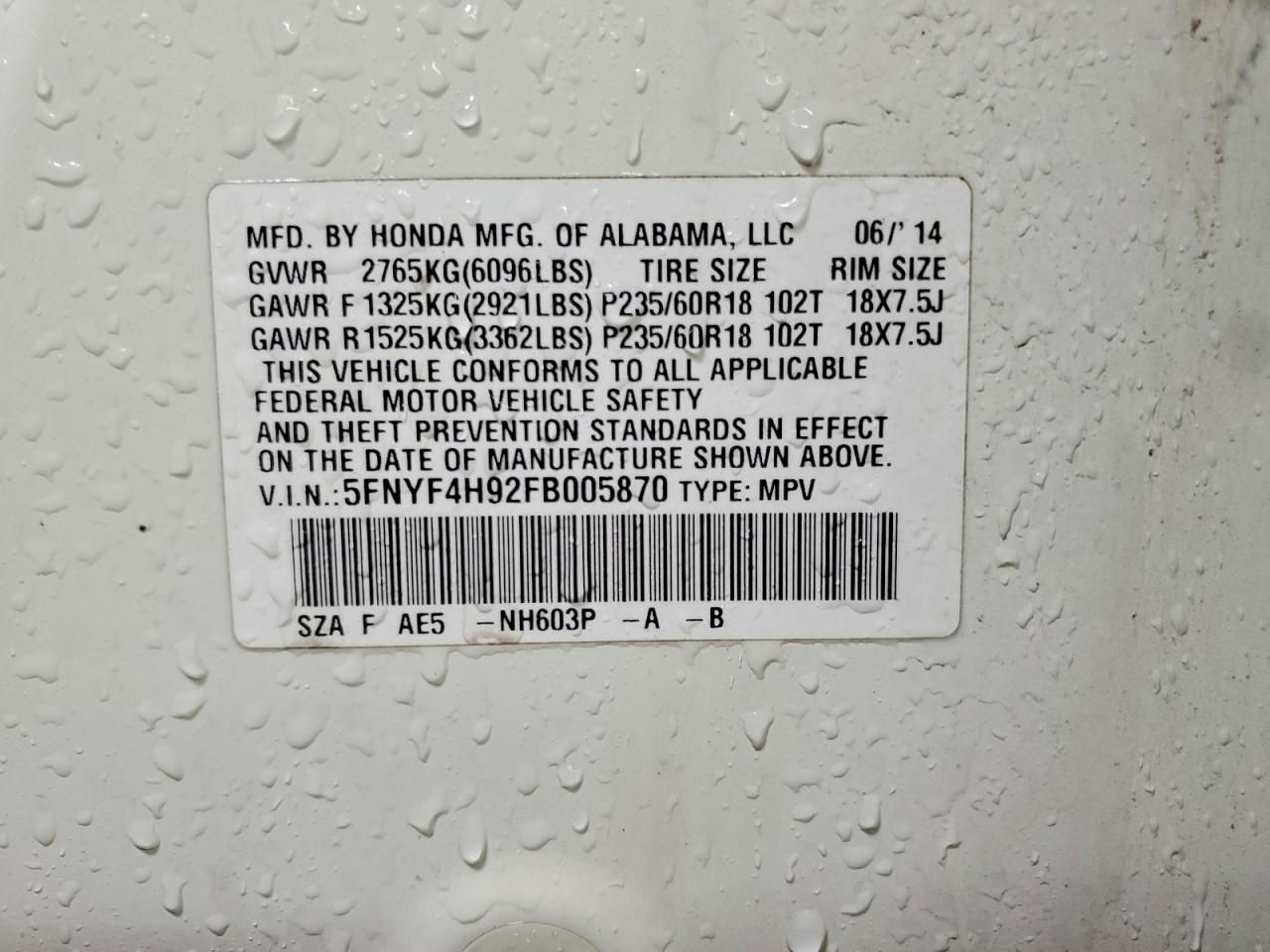 2015 Honda Pilot Touring