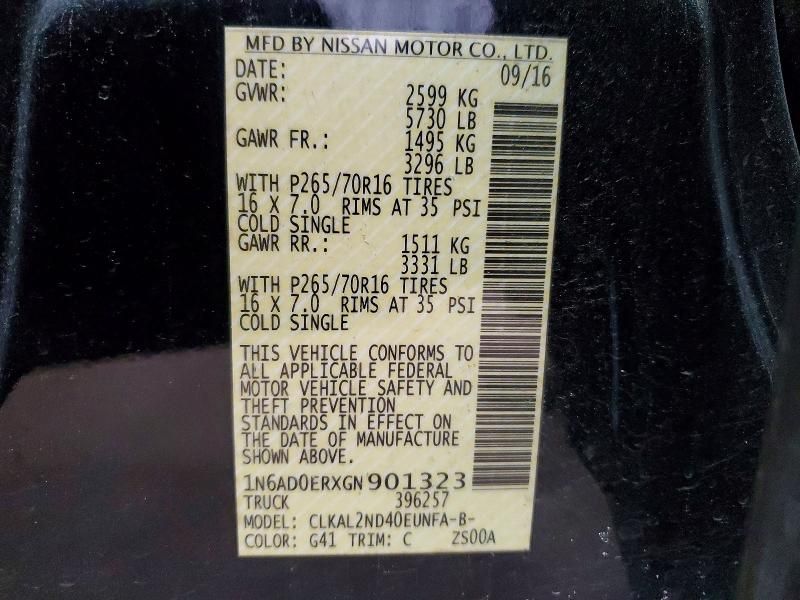 2016 Nissan Frontier s