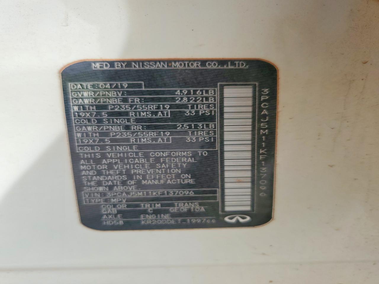 2019 Infinity Qx50 Luxe