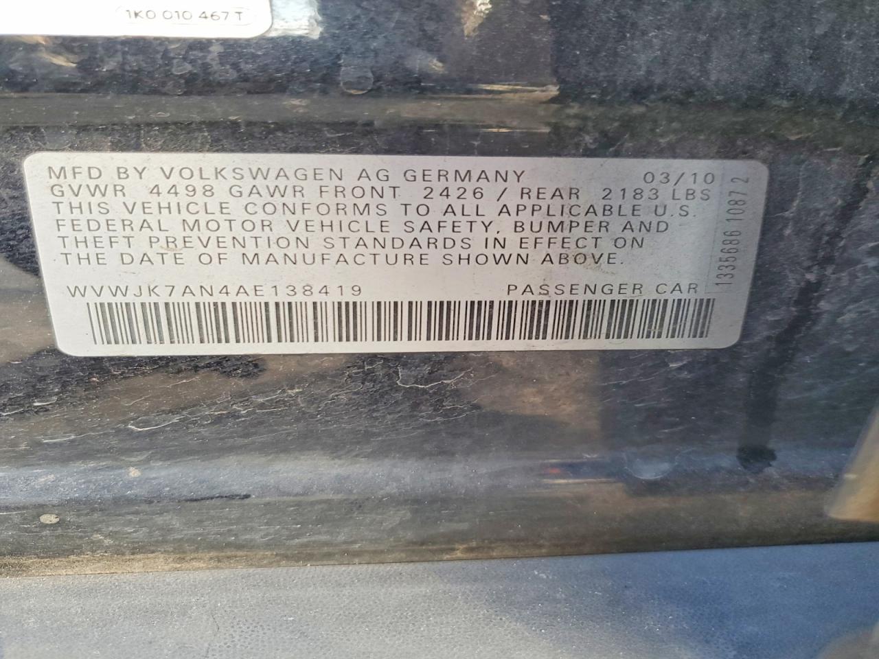 2010 Volkswagen Passat Komfort