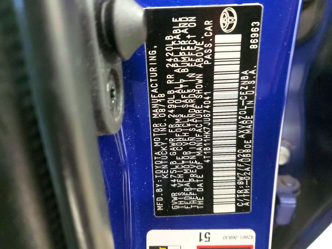 2018 Toyota Camry le