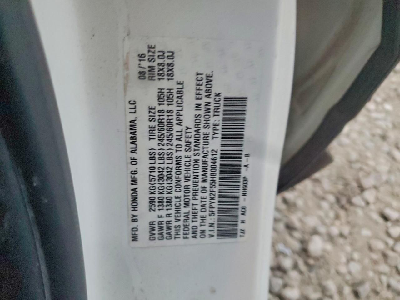 2017 Honda Ridgeline rtl