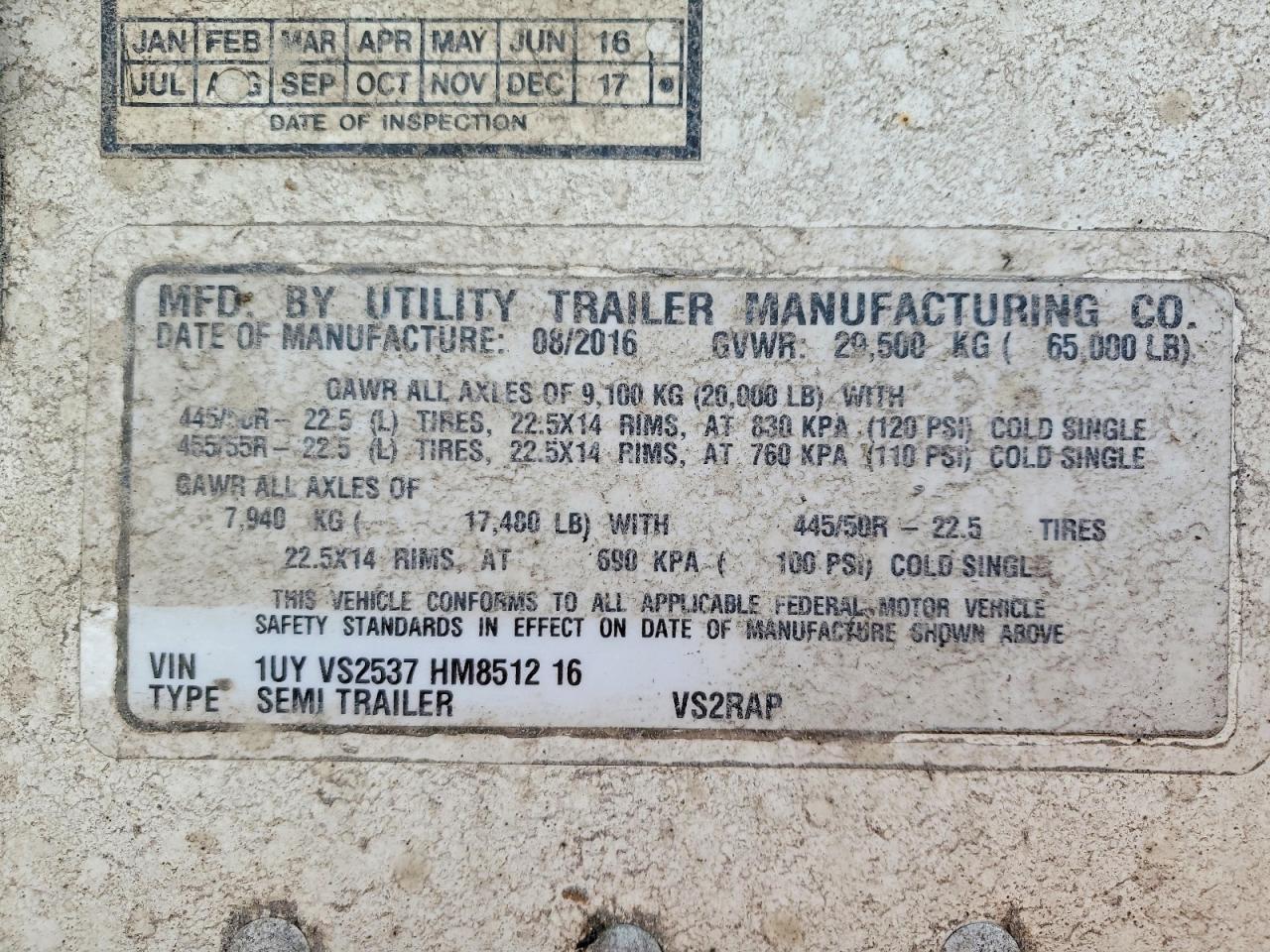 2017 Utility VS2RAP Refrigerated Van Trailer