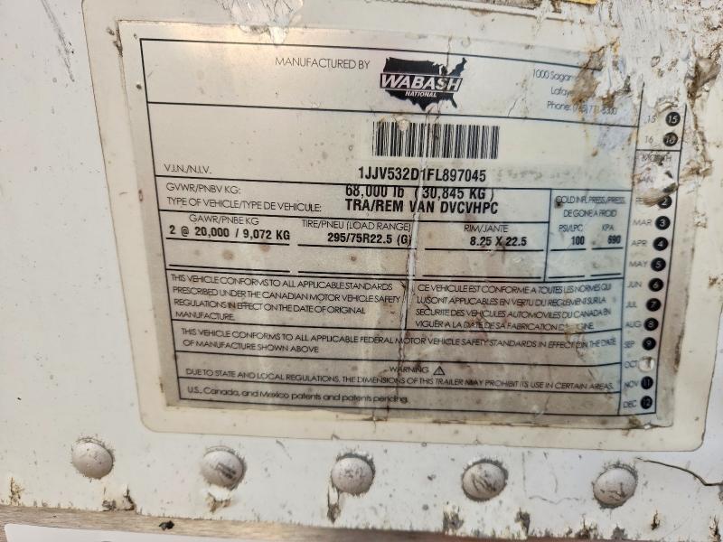 2016 Wabash Dvcvhpc DRY Van Trailer