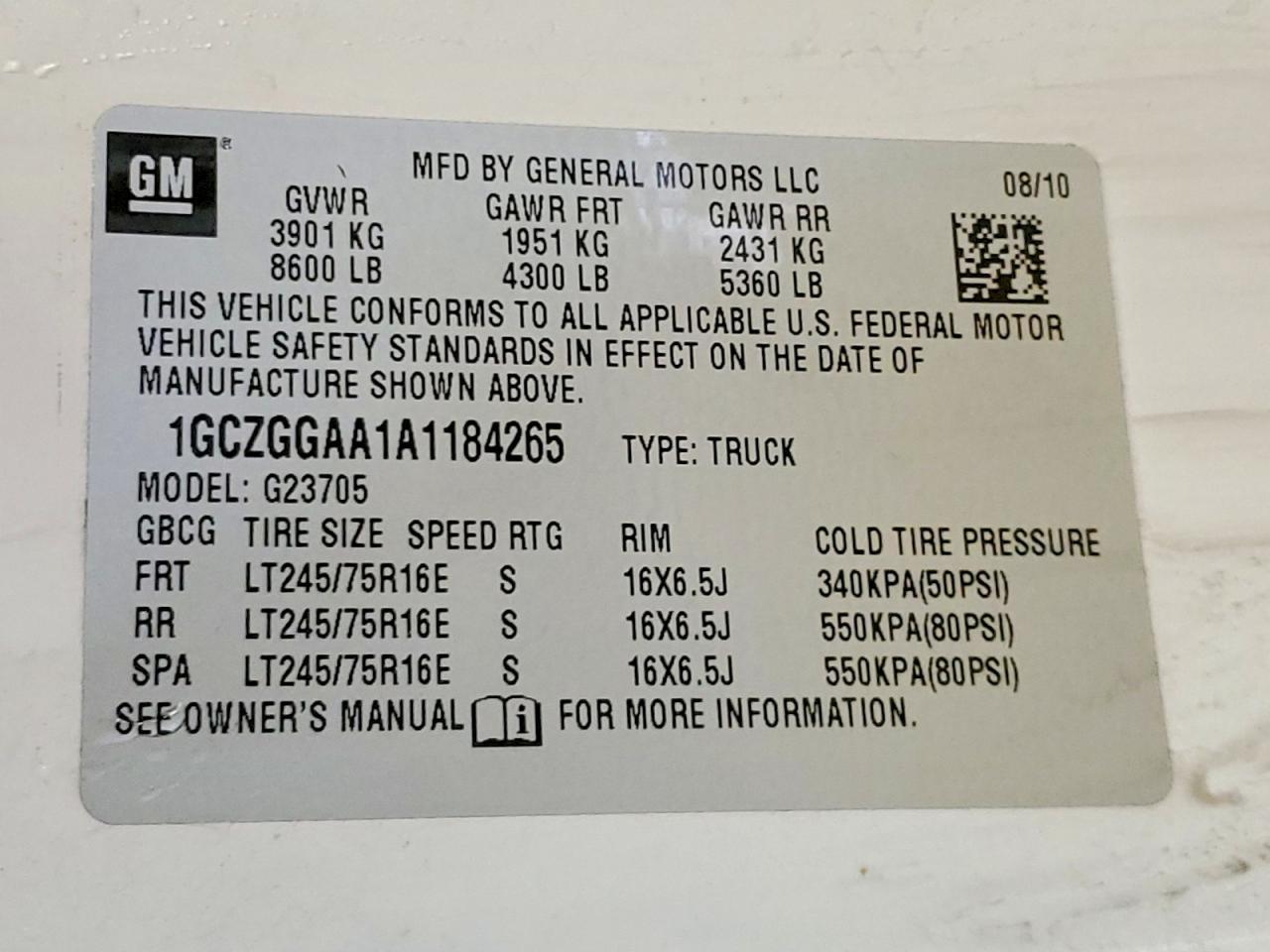 2010 Chevrolet Express G2500 Utility / Service Van