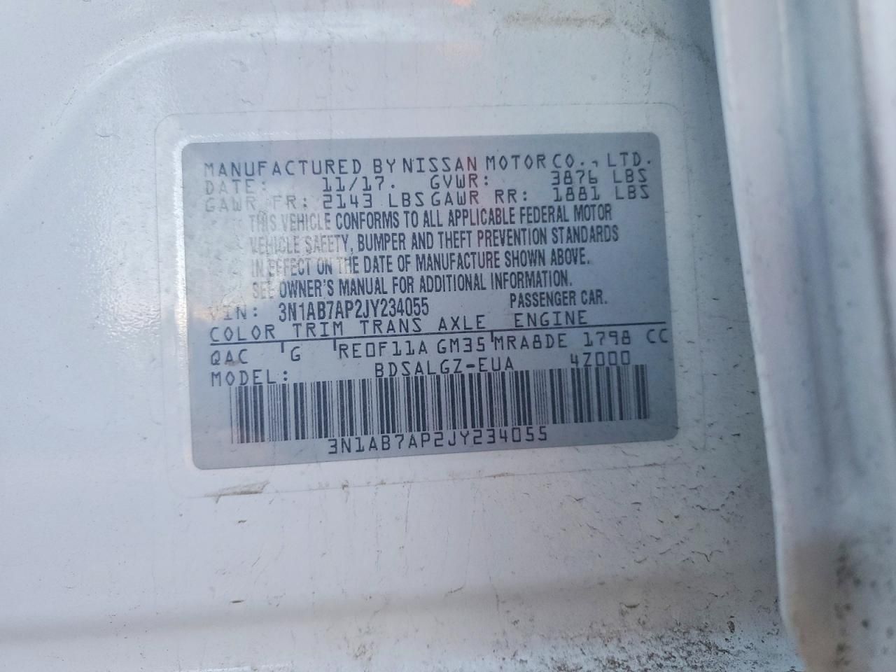 2018 Nissan Sentra s