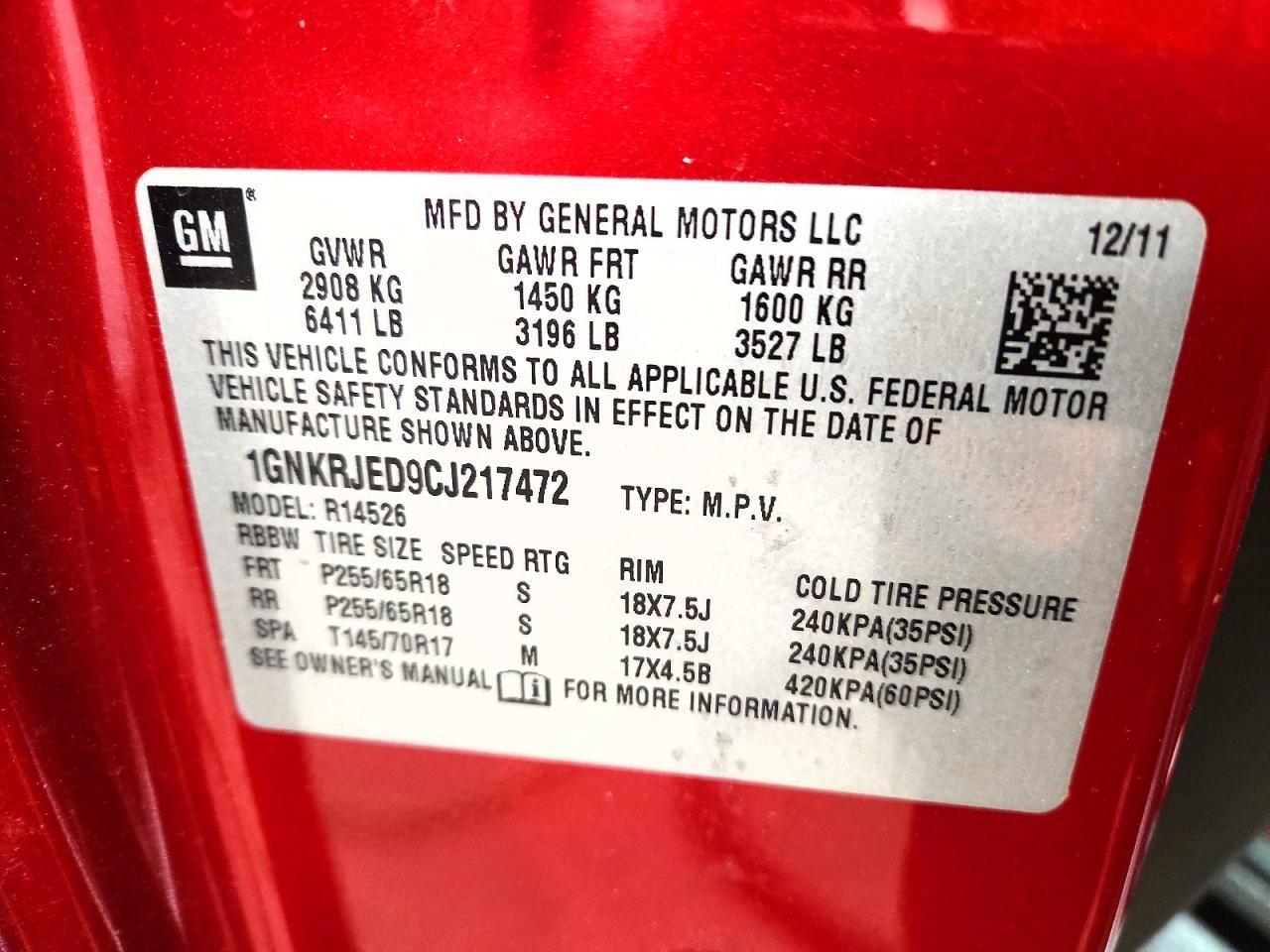 2012 Chevrolet Traverse lt