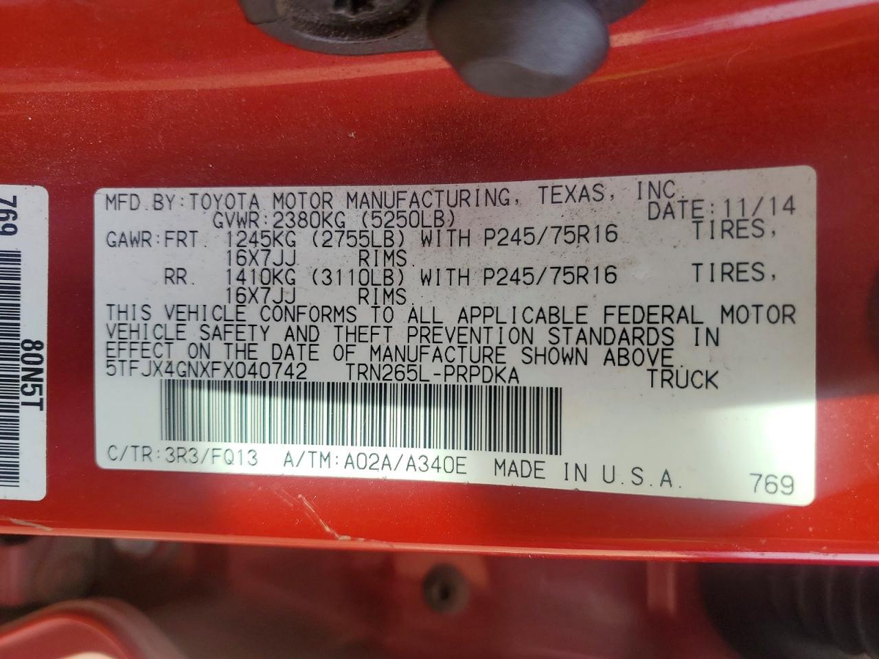 2015 Toyota Tacoma Double Cab Prerunner