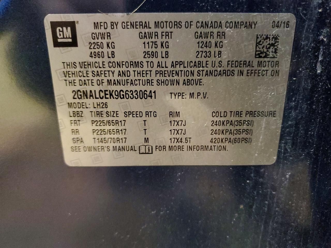 2016 Chevrolet Equinox lt