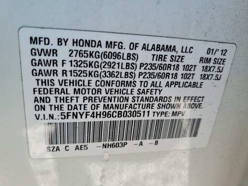 2012 Honda Pilot Touring