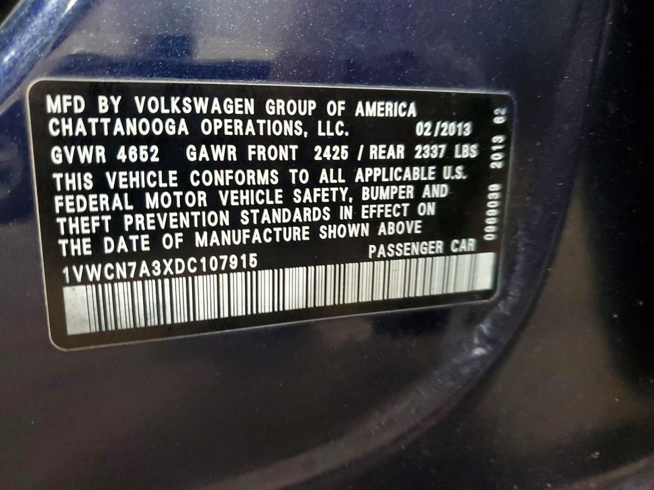 2013 Volkswagen Passat sel