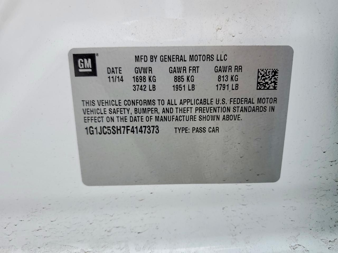 2015 Chevrolet Sonic lt