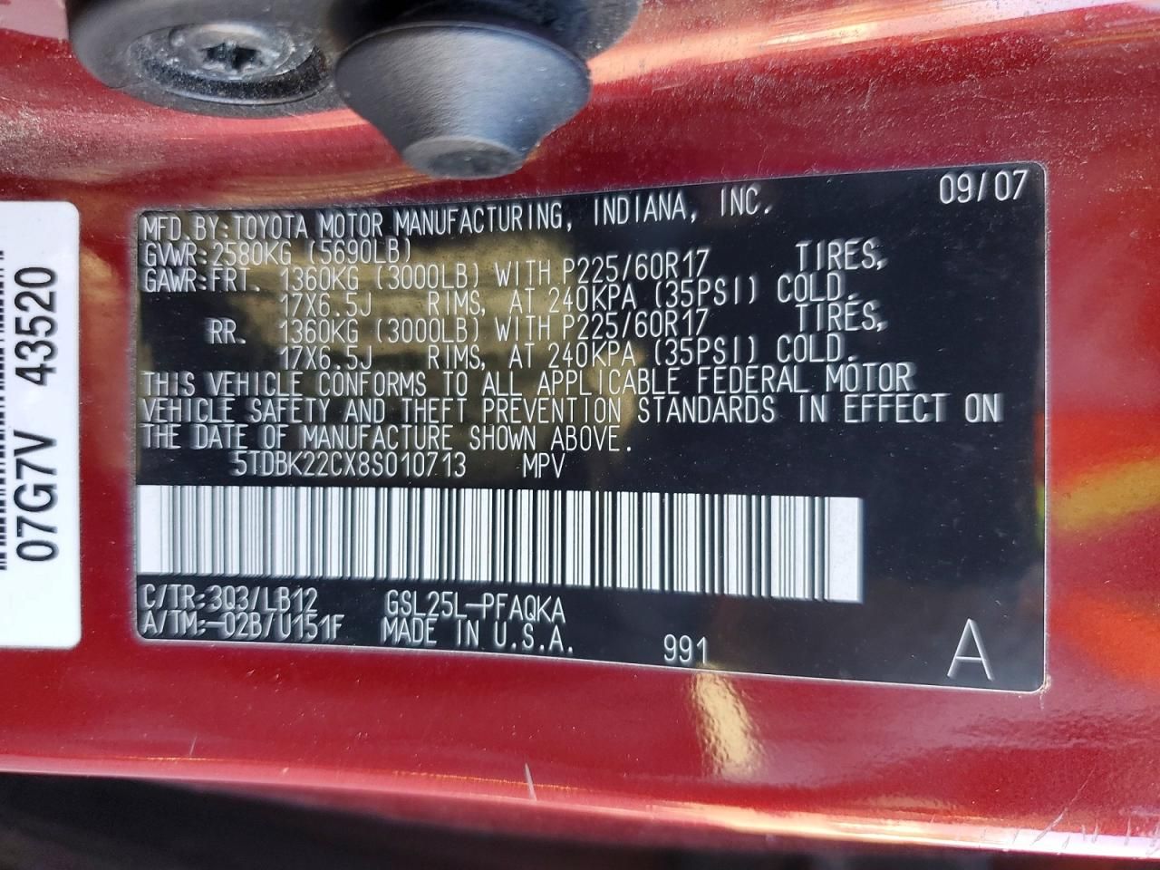 2008 Toyota Sienna xle