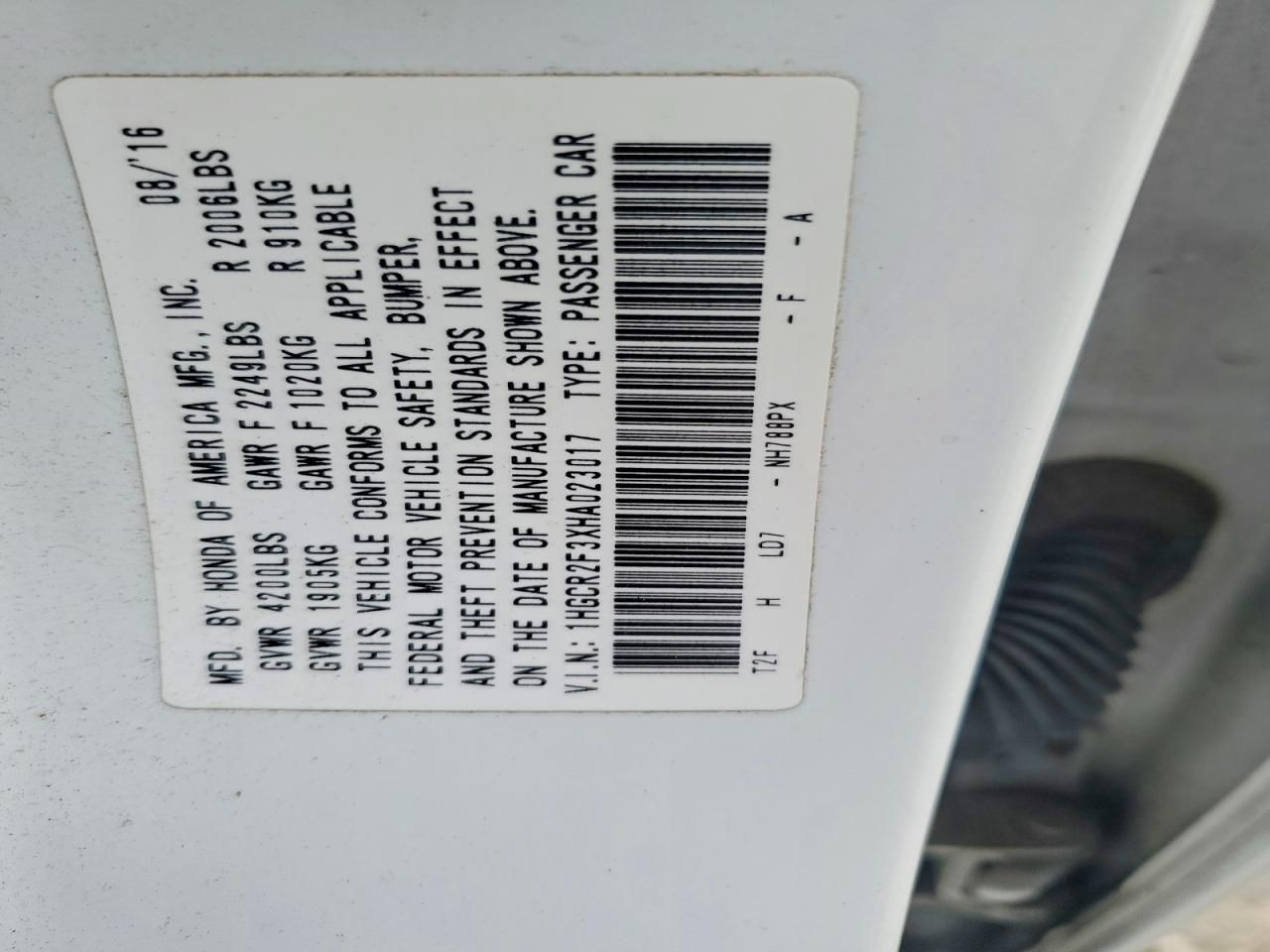 2017 Honda Accord lx