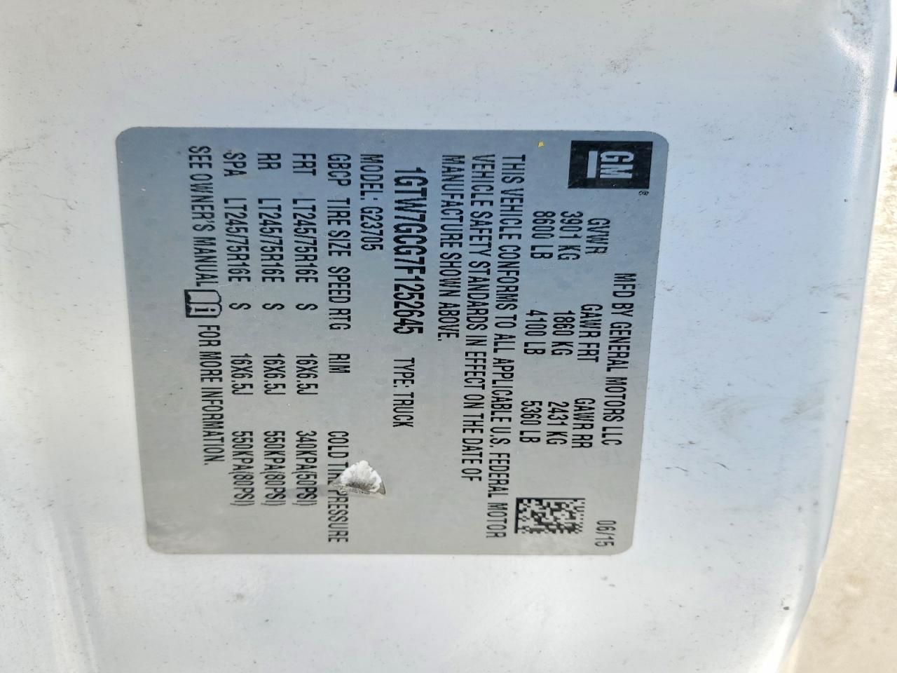 2015 GMC Savana G2500