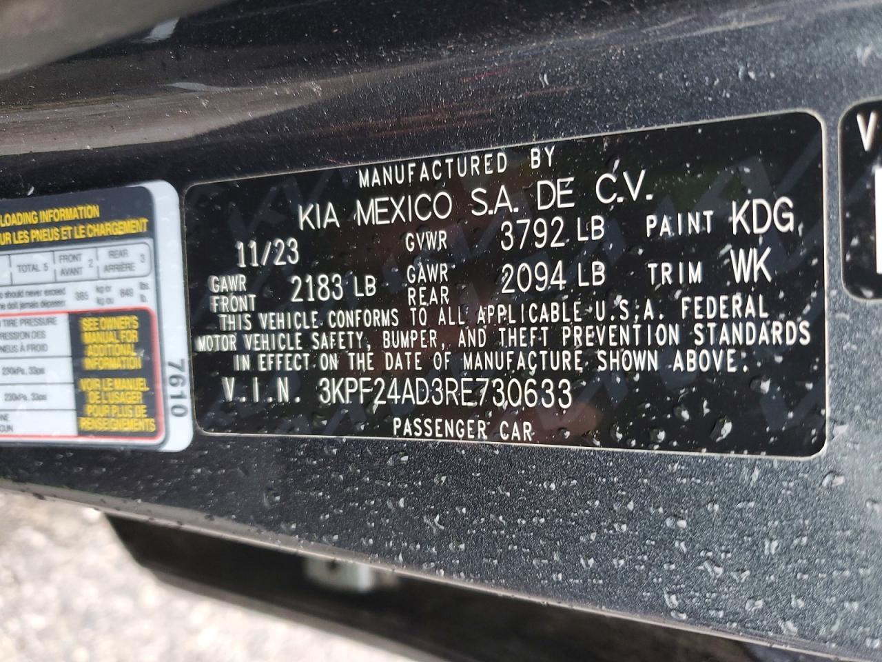 2024 KIA Forte lx