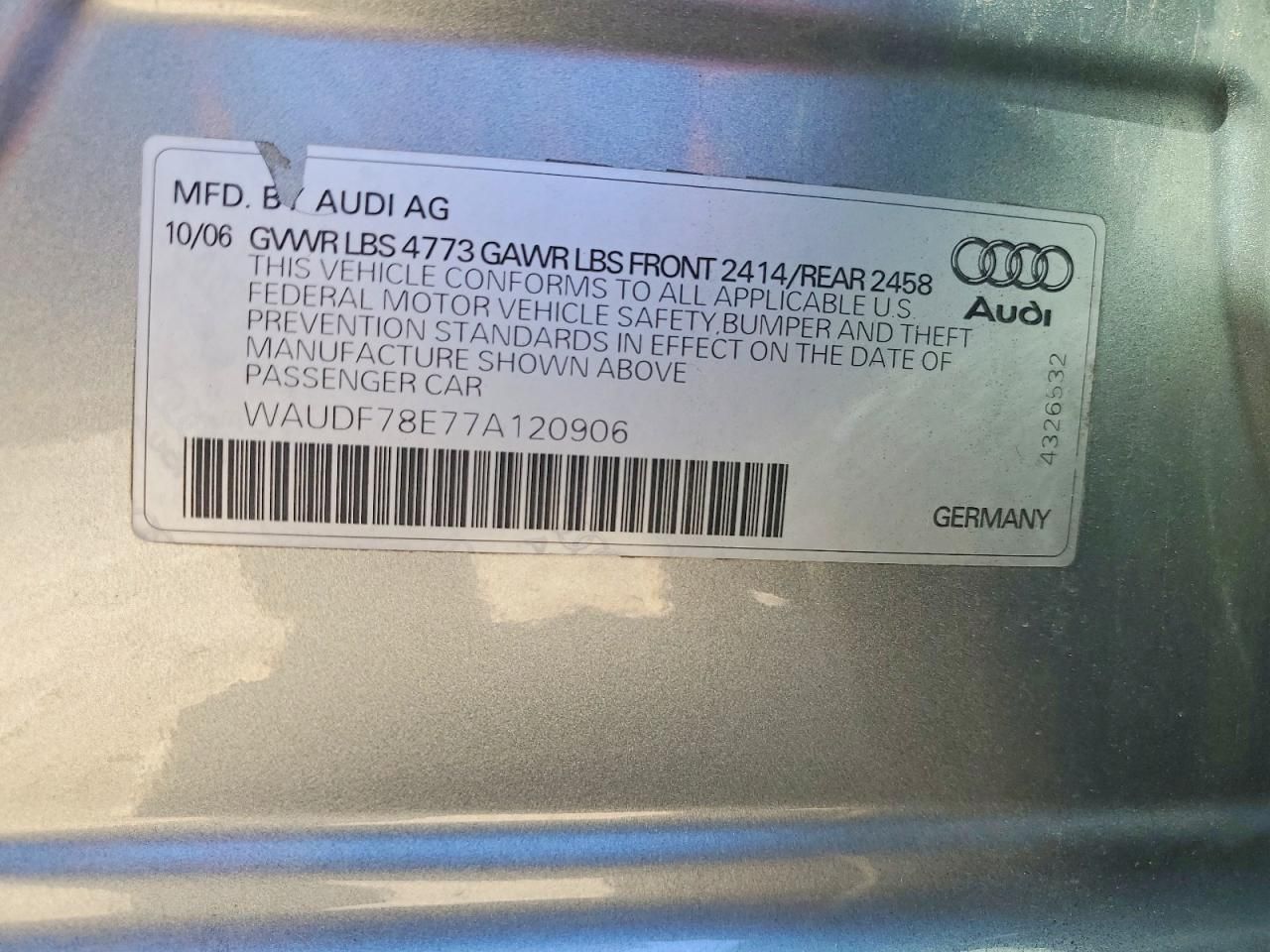 2007 Audi A4 2.0t Quattro