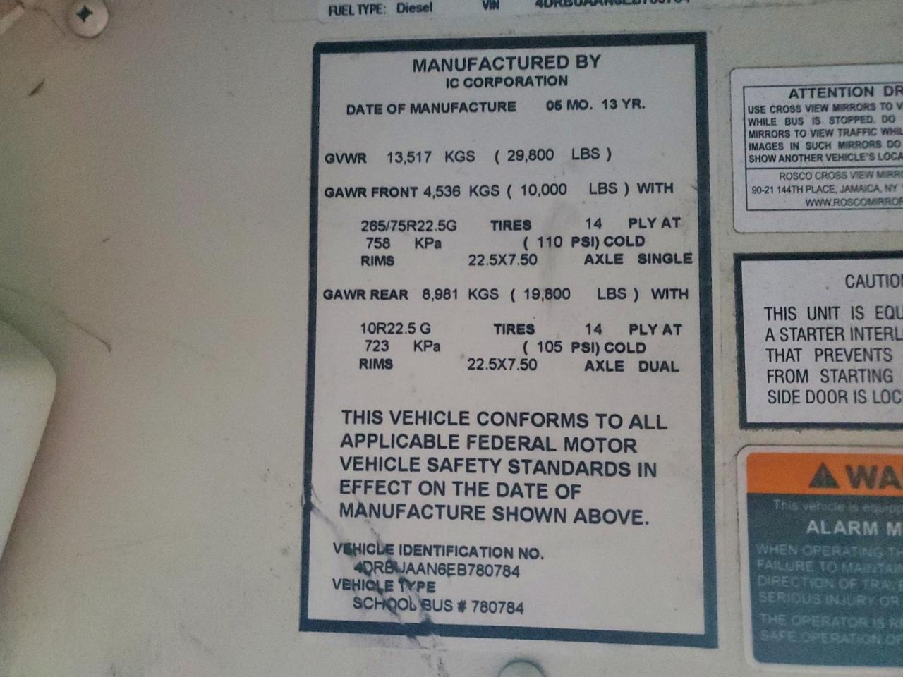 2014 Icrp 2014 IC Corporation CE Series School-School Bus