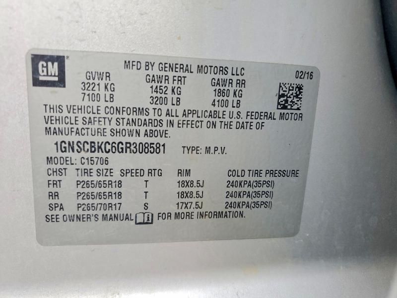 2016 Chevrolet Tahoe C1500 lt