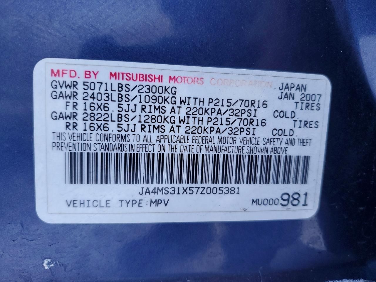 2007 Mitsubishi Outlander es