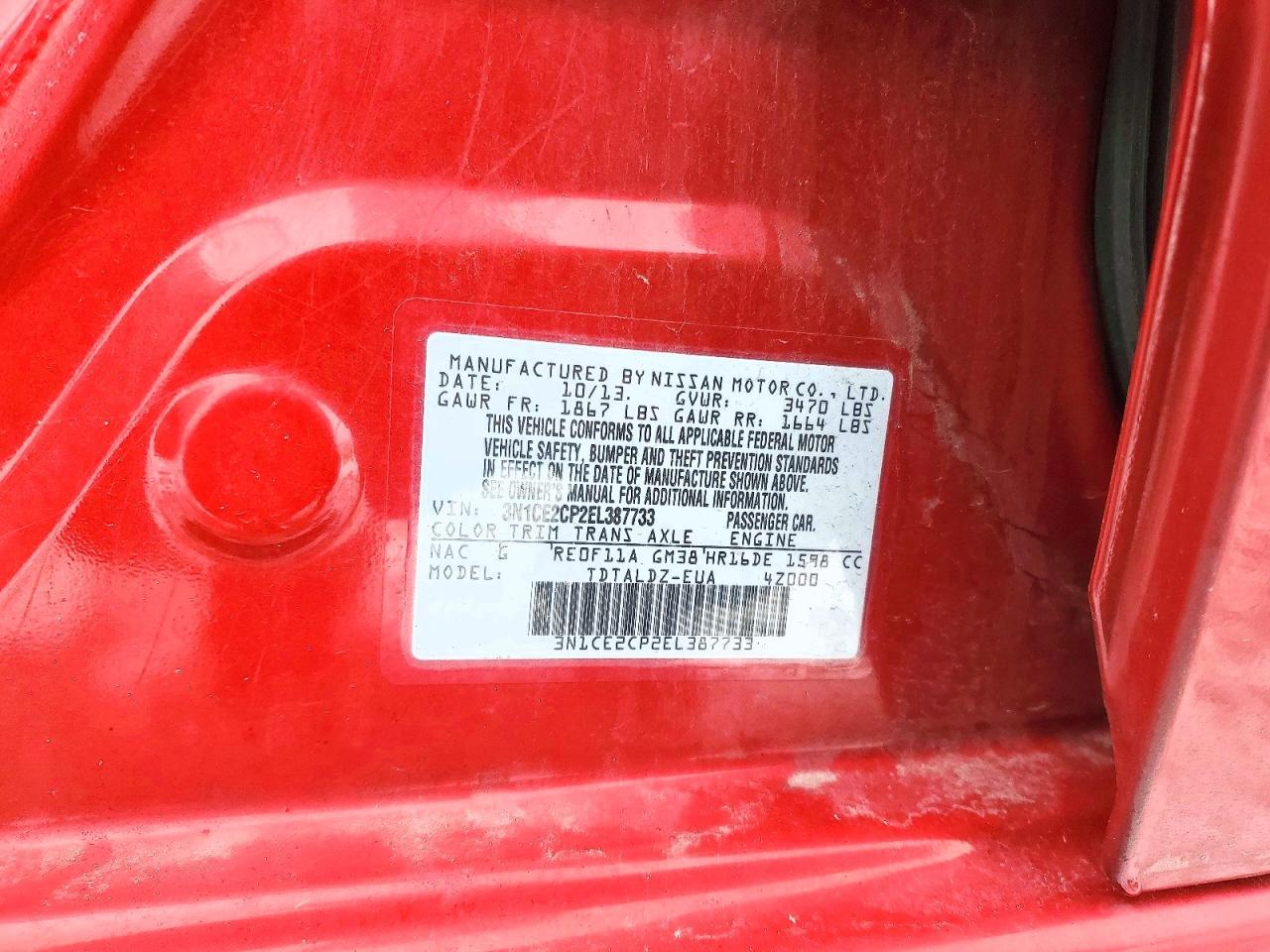 2014 Niss Versa Note sv