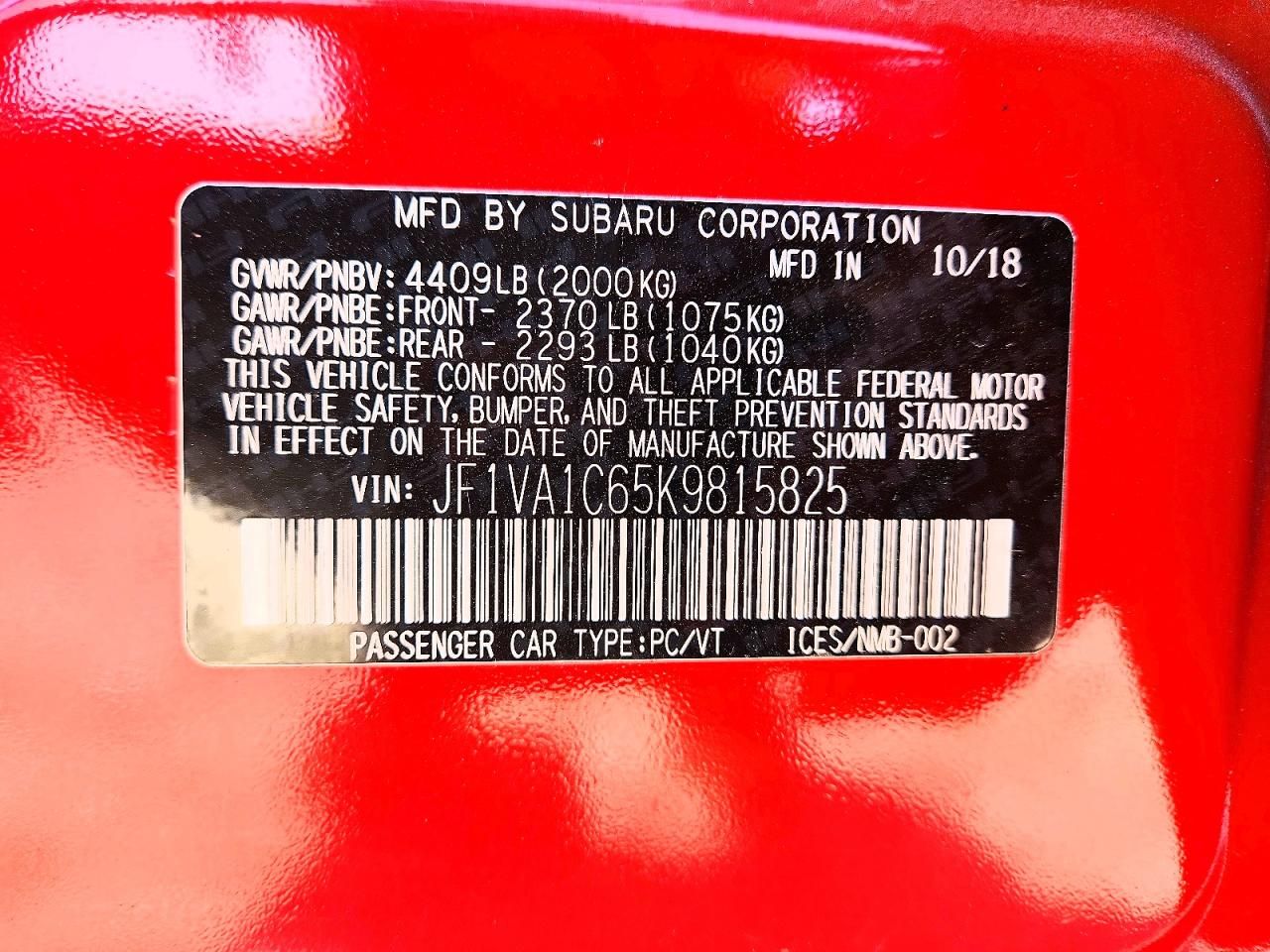 2019 Subaru Wrx Premium