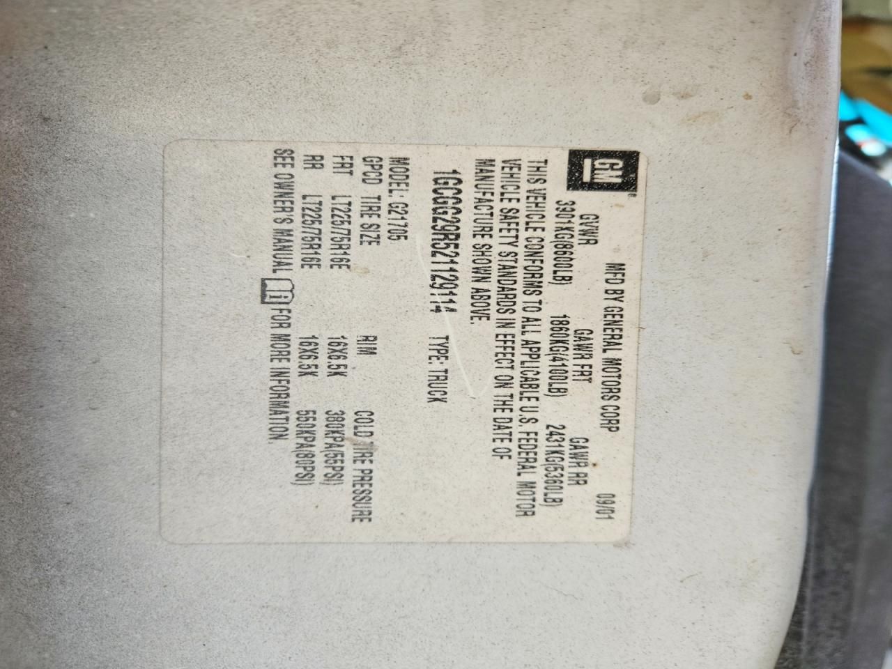 2002 Chevrolet Express G2500 Utility / Service Van