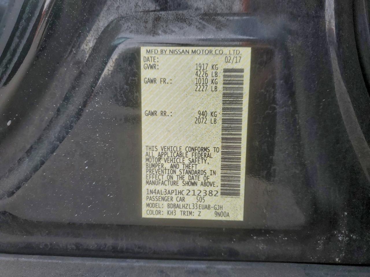 2017 Nissan Altima 2.5 sr