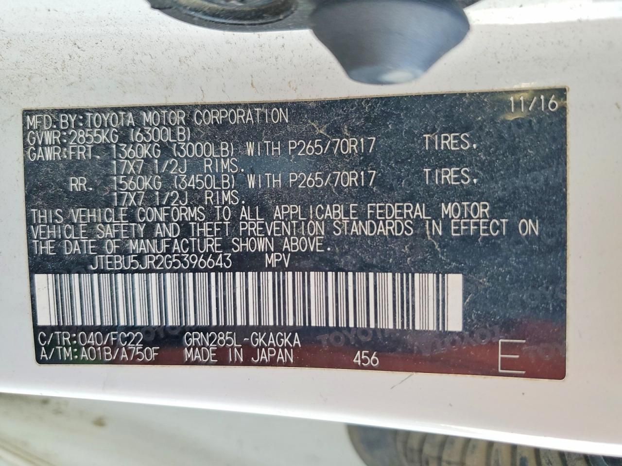 2016 Toyota 4runner Sr5/sr5 Premium