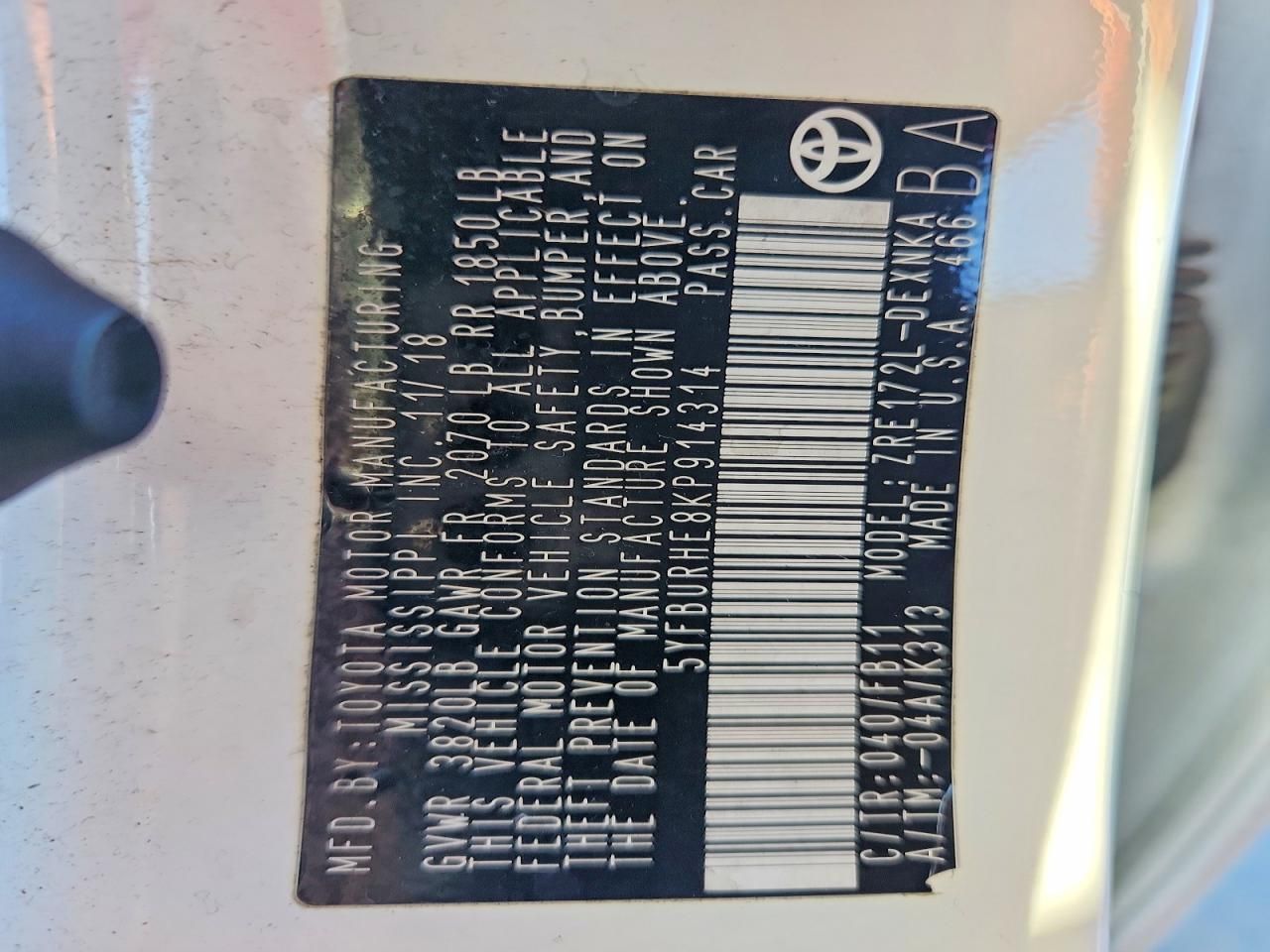 2019 Toyota Corolla l