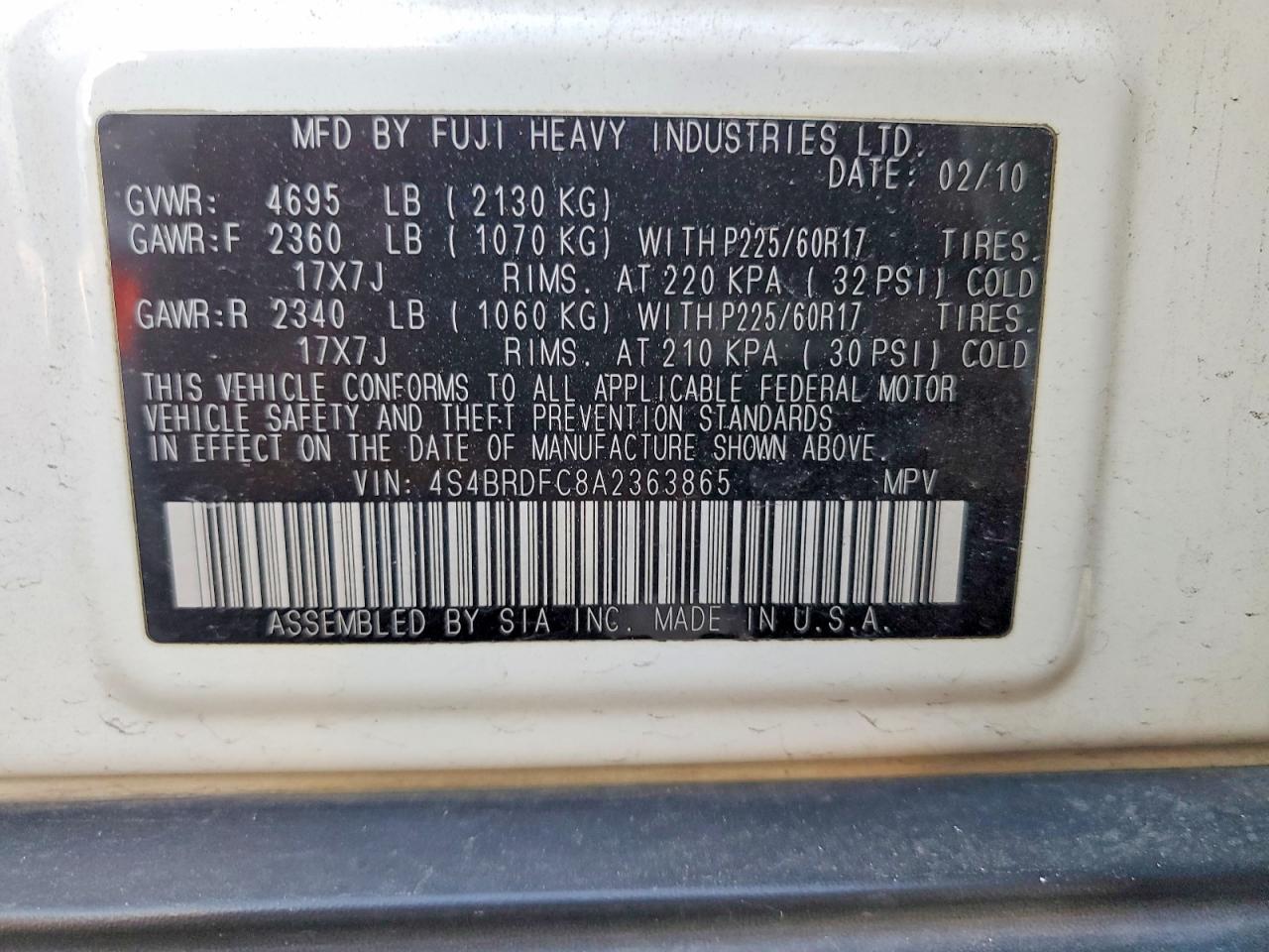 2010 Subaru Outback 3.6r Premium