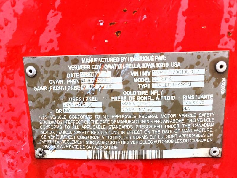 2012 Vermeer Mfg. Co. Eer bc 1800 xl Wood Chipper