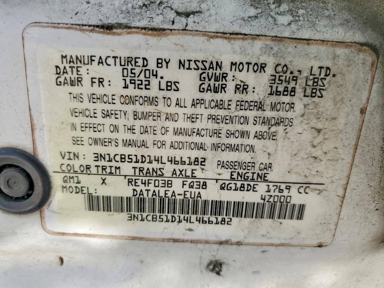 2004 Nissan Sentra 1.8