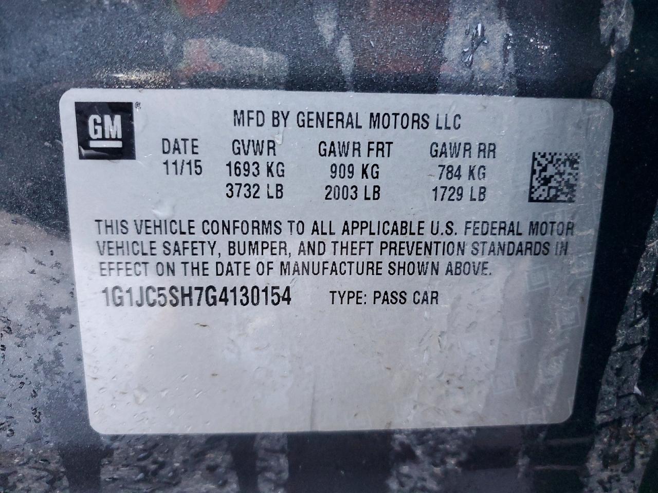 2016 Chevrolet Sonic lt