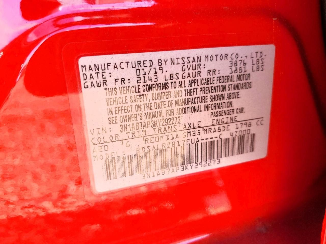 2019 Nissan Sentra s