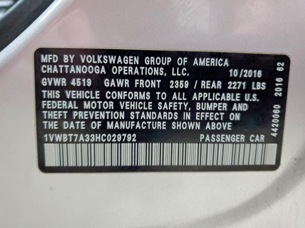 2017 Volkswagen Passat se