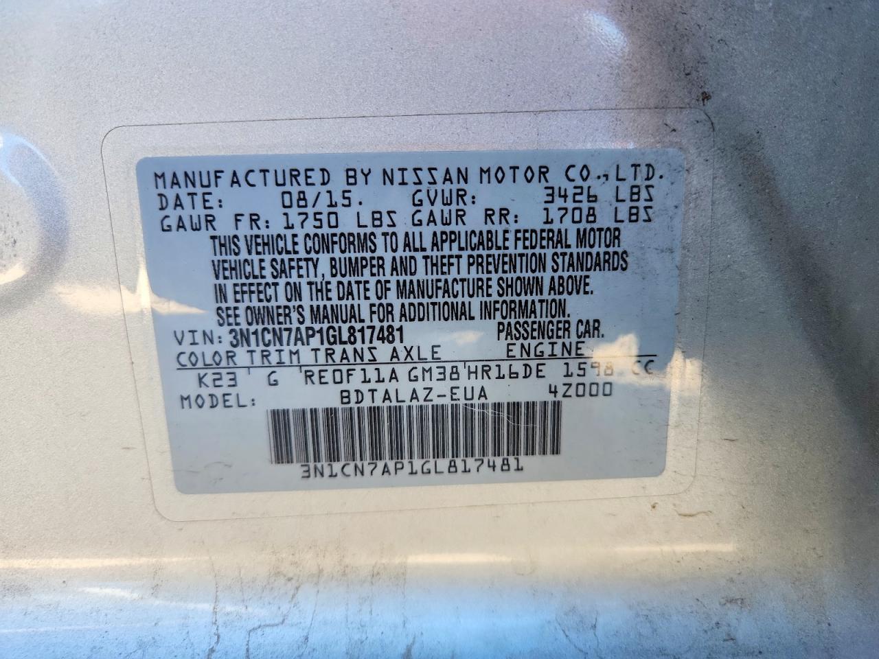 2016 Nissan Versa s