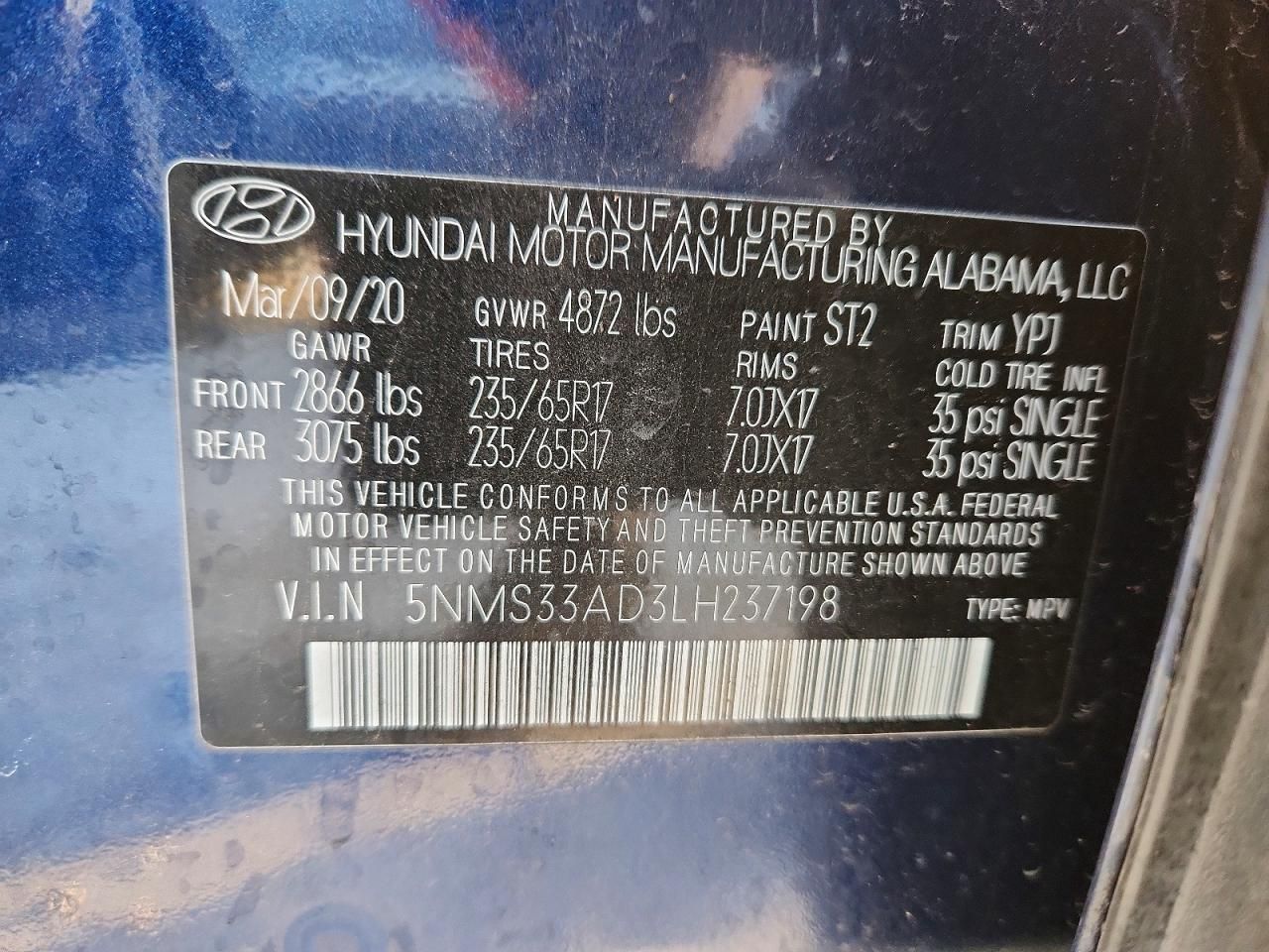 2020 Hyundai Santa fe sel