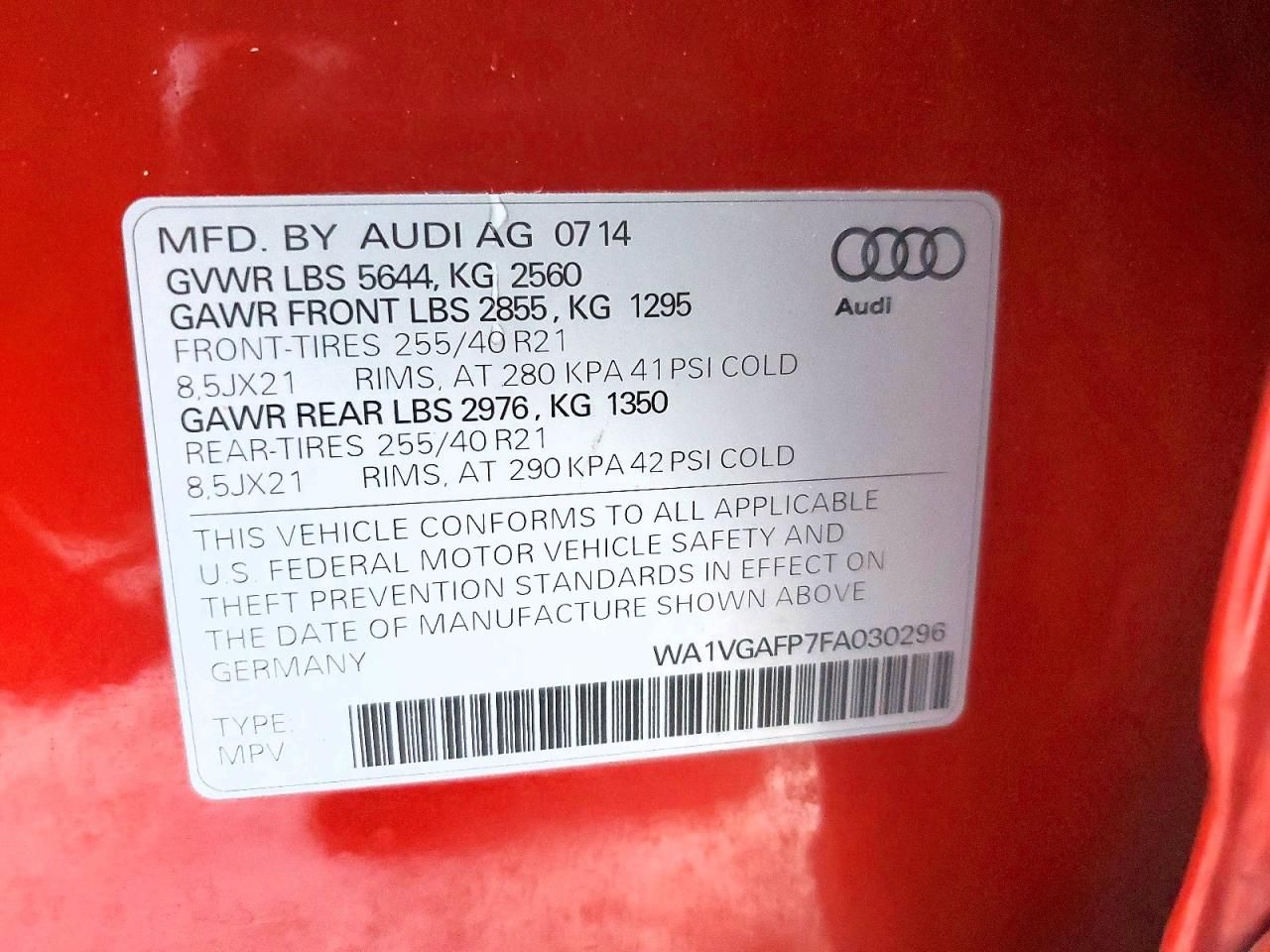 2015 Audi SQ5 Prestige