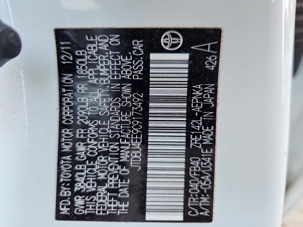 2012 Toyota Corolla Base