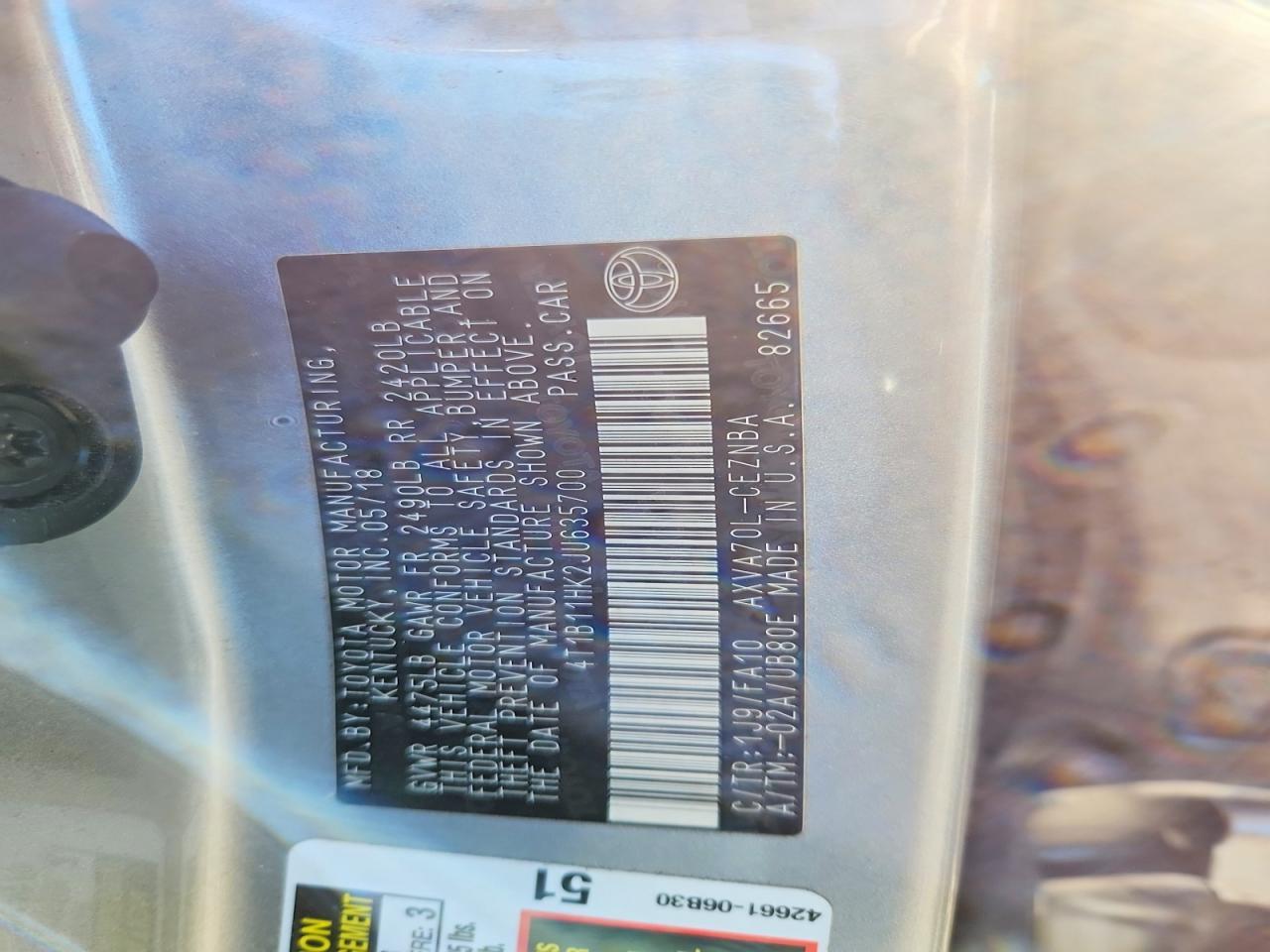 2018 Toyota Camry le