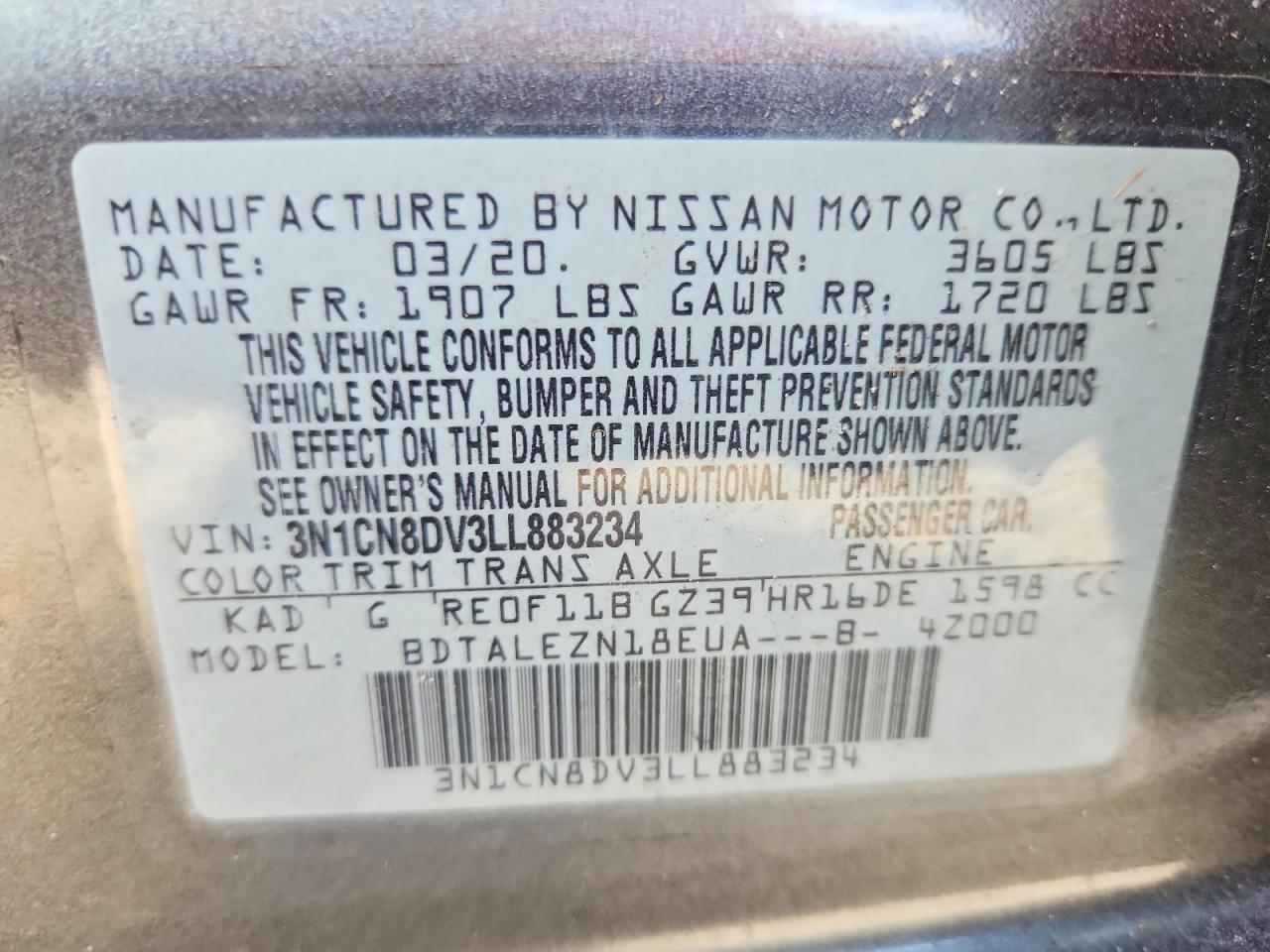 2020 Nissan Versa s