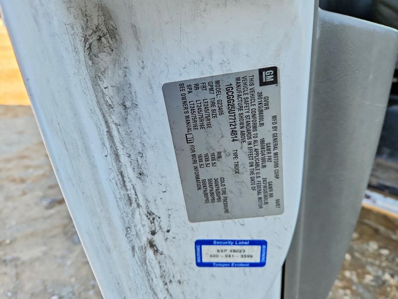 2007 Chevrolet Express G2500 Delivery Van