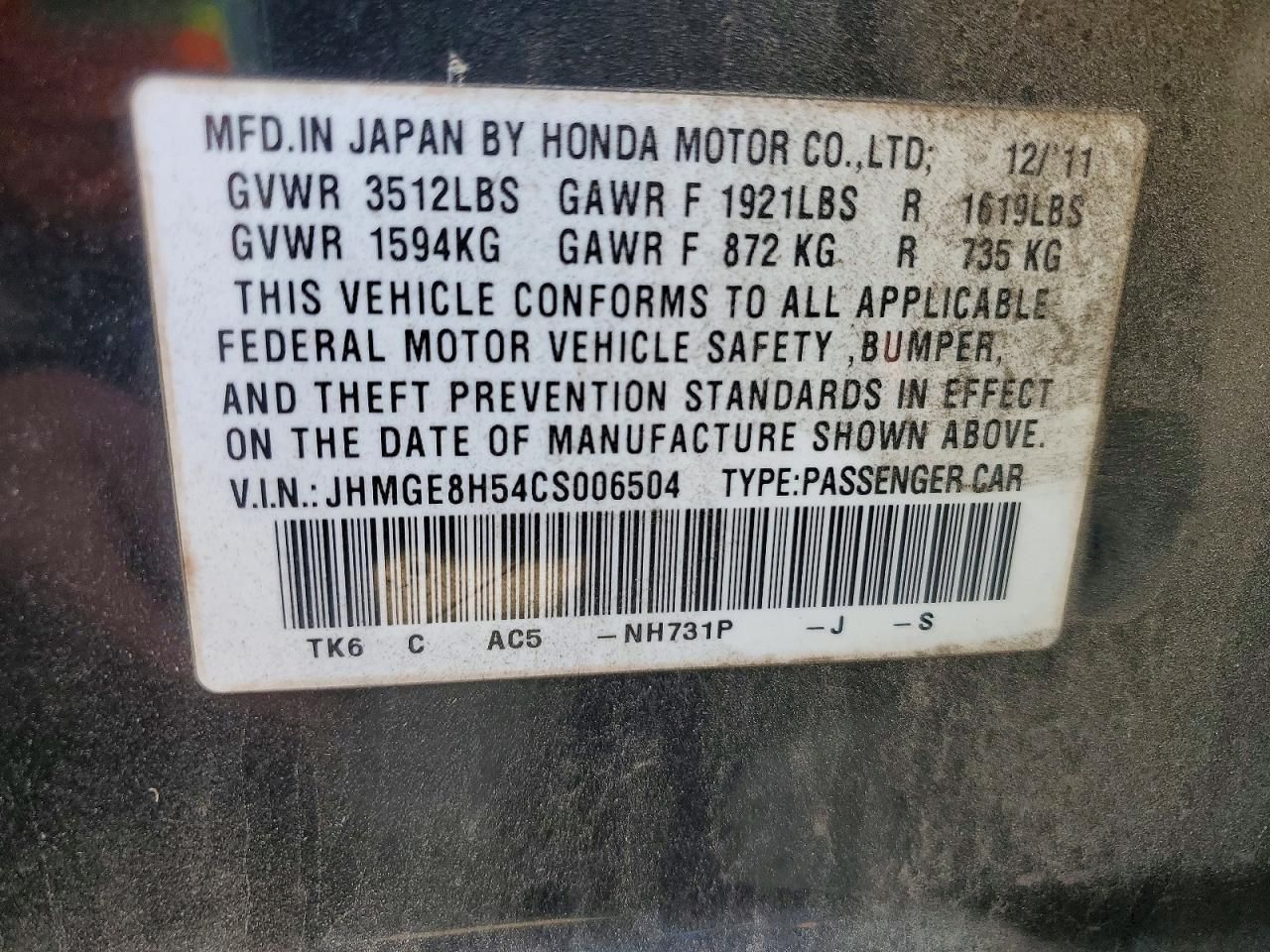 2012 Honda Fit Sport