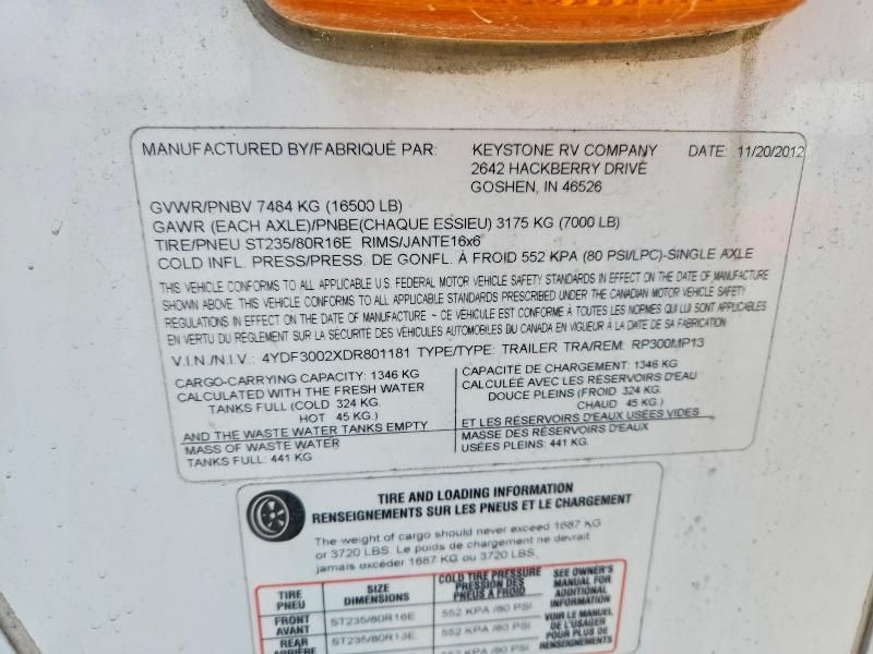 2013 Keystone 2013 Dutchman Raptor