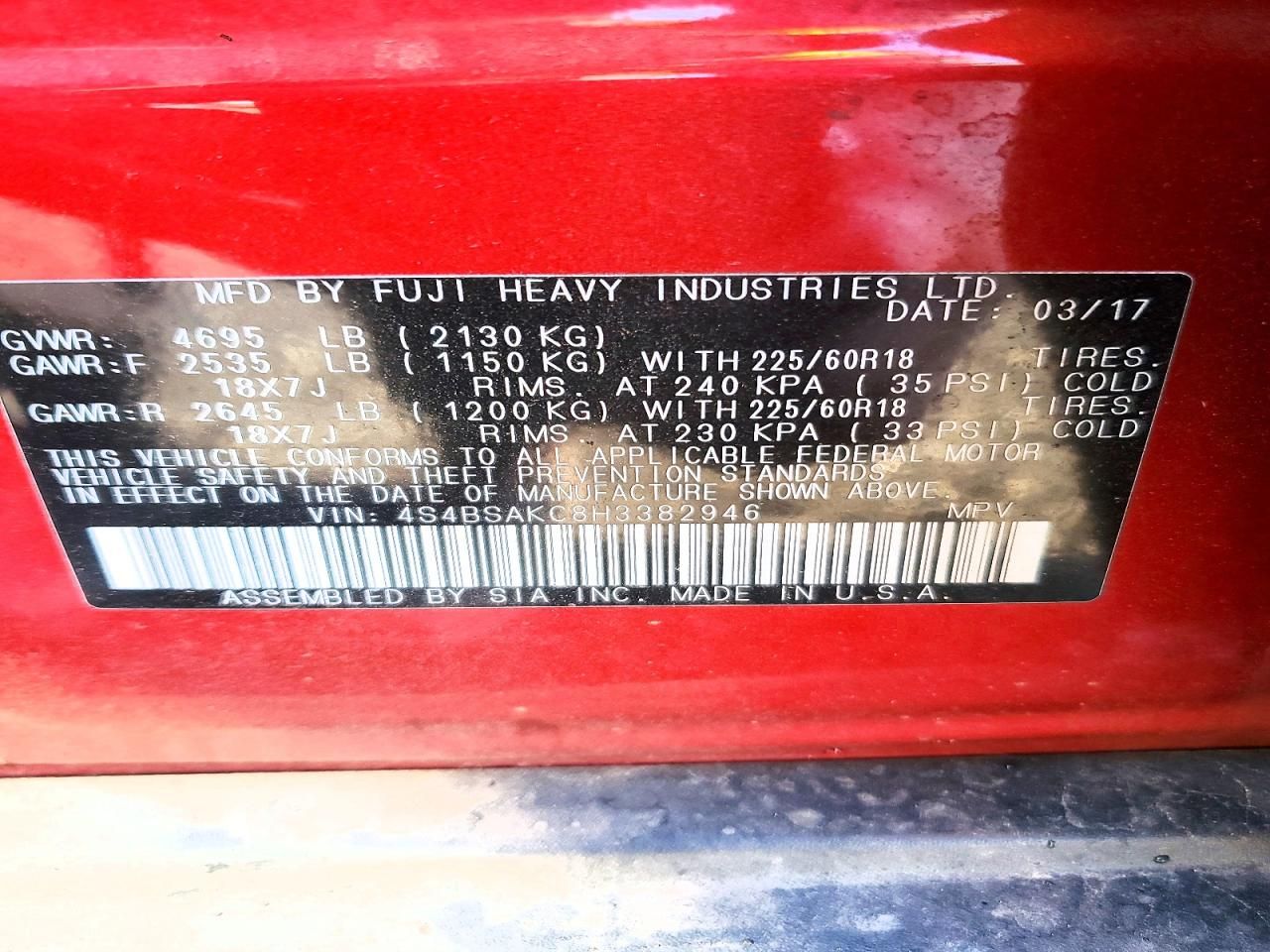 2017 Subaru Outback 2.5i Limited