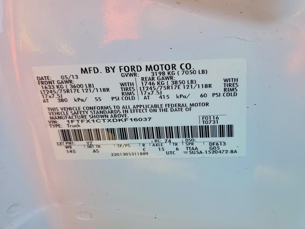 2013 Ford F150 Super Cab