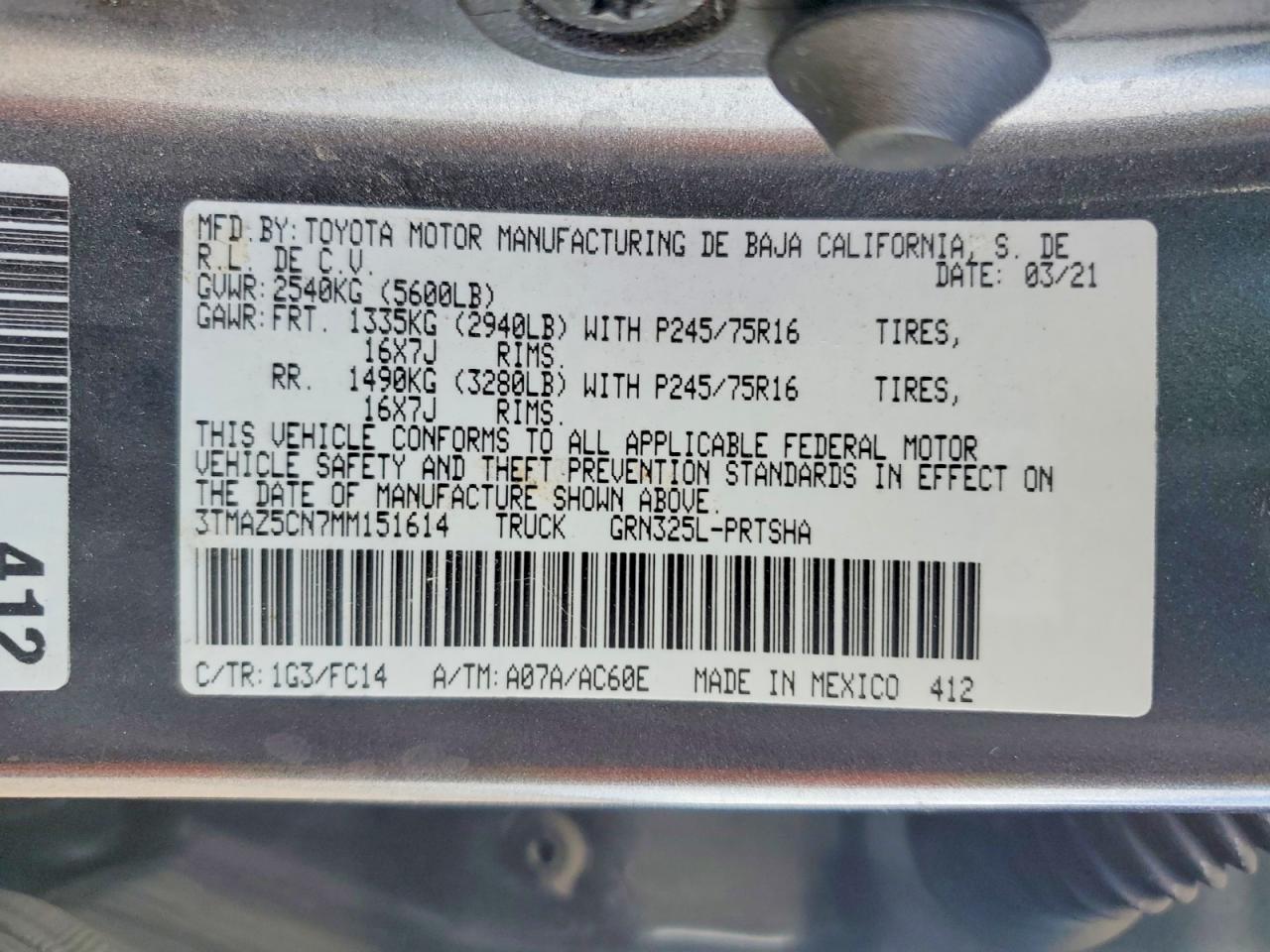 2021 Toyota Tacoma SR5 V6