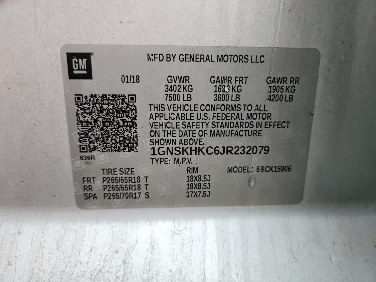 2018 Chevrolet Suburban K1500 lt