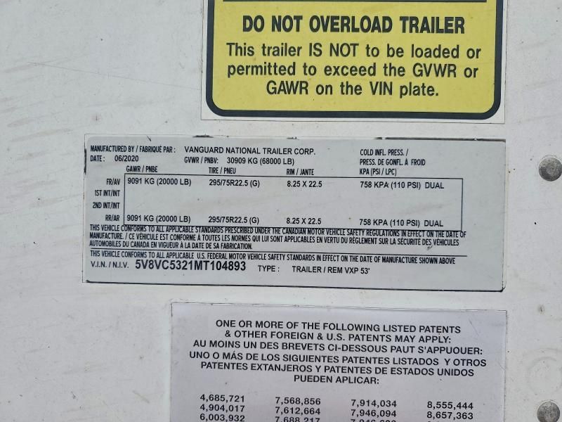 2021 Vanguard DRY Van Trailer